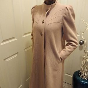 Camel Puff Sleeve 100% Wool Vintage Dress Coat